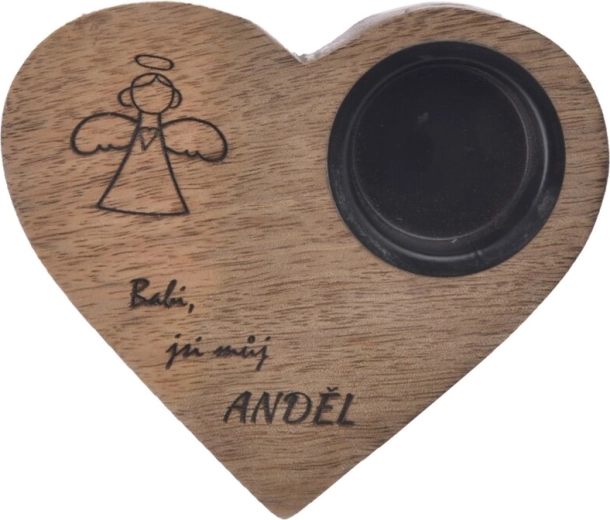 Babi Mango Wood Heart-Shaped Candle Holder