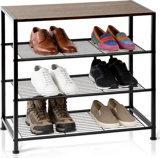Vilde metal shoe rack, black, 4 levels 60 × 30 × 57 cm
