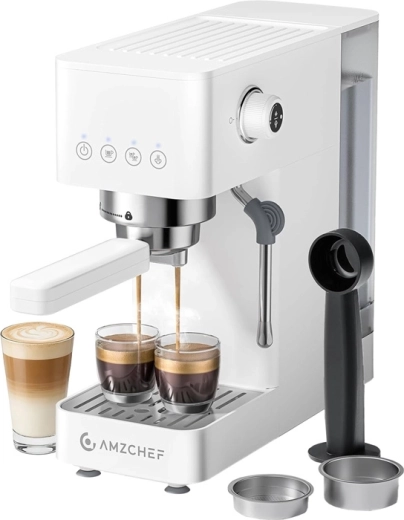 AMZCHEF CE-EM3131-WT White Lever Espresso Machine