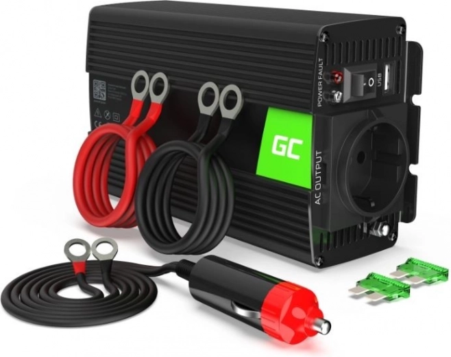 GREEN CELL įtampos keitiklis 12 V į 230 V, 300 W (modifikuota sinusoidė)