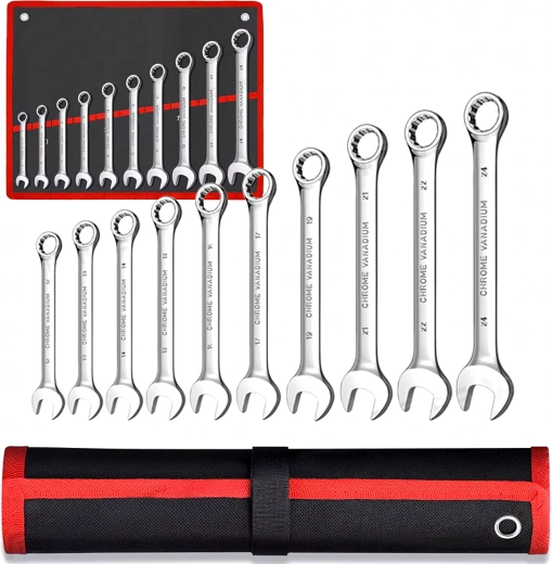 Set of open-end and ring spanners 10 pcs with case 8–24 mm