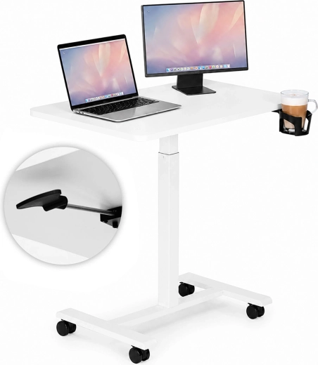 Mobile height-adjustable laptop table ModernHome 70 × 48 cm white