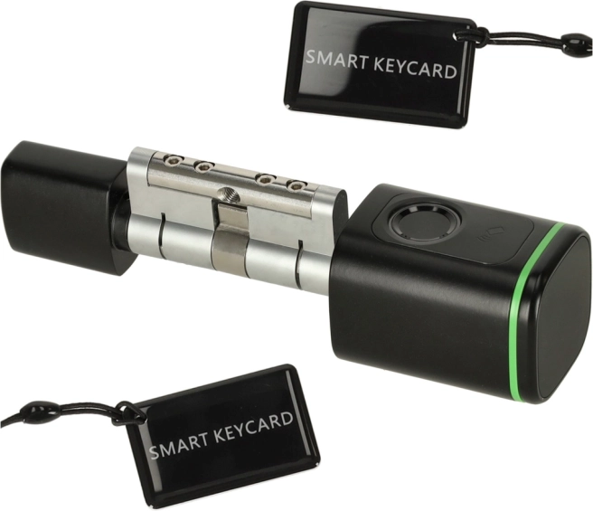 Smart door cylinder with fingerprint and Bluetooth