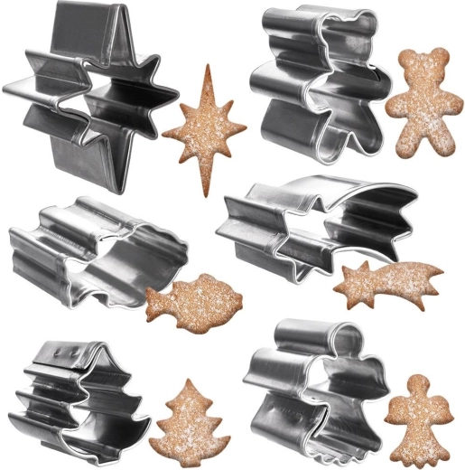 Mini kalėdinių sausainių formelių rinkinys iš nerūdijančio plieno, 6 vnt. (2 cm)
