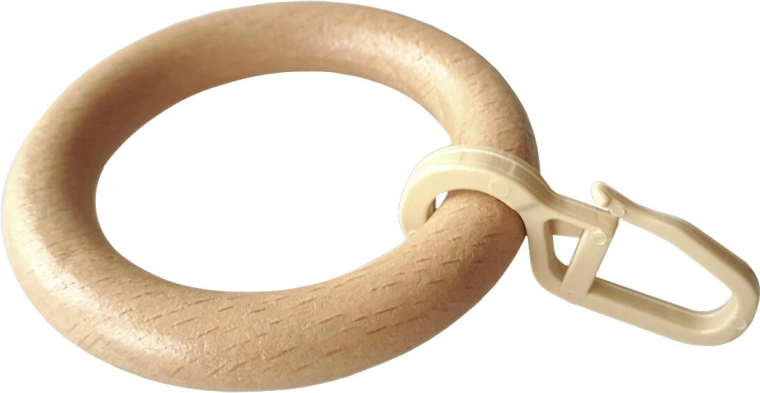 Wooden hanging rings with hook, natural lacquer (10 pcs)
