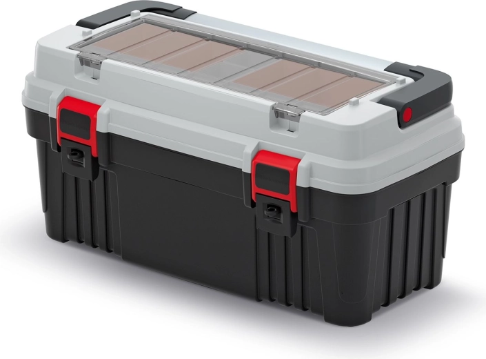 Įrankių dėžė su metaline rankena Optima, pilka, 540 × 278 × 269 mm