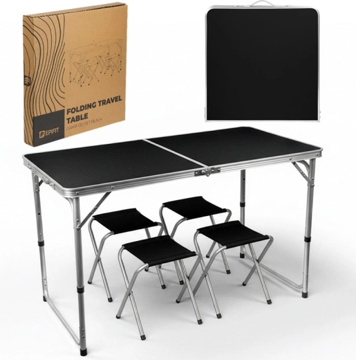 Folding Camping Table Camp 120 Set Black (table + 4 chairs)