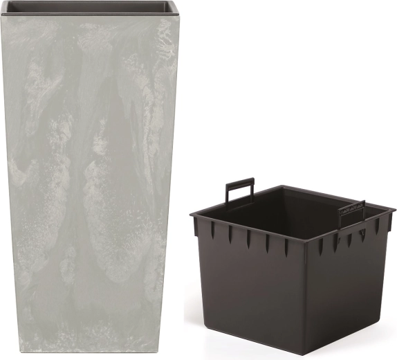 Gėlių vazonas URBI Square Beton Effect su įdėklu 19,5 × 19,5 × 37,5 cm