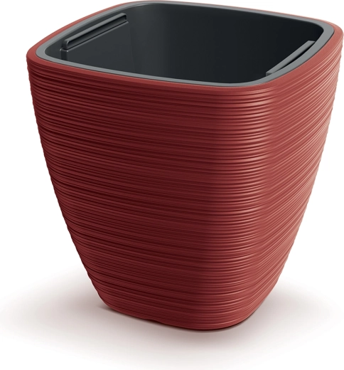 Vena Square Planter retro red 28.9 cm with insert