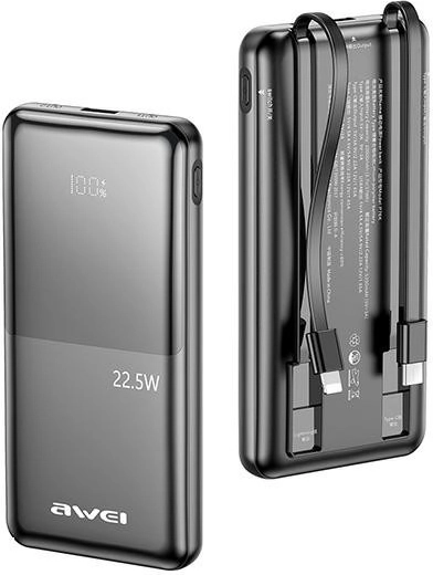 Išorinė baterija AWEI P76K 10000 mAh su greituoju įkrovimu 22,5 W ir 4 išvestimis
