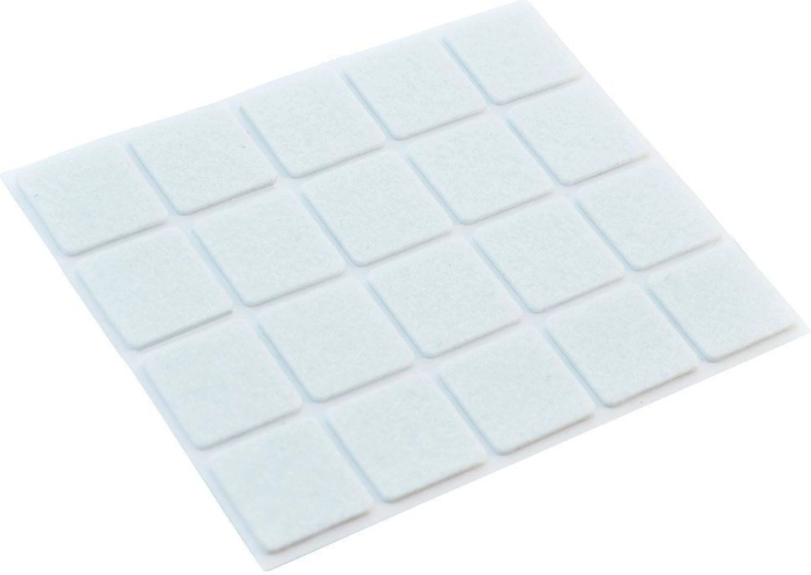 Veltinės lipnios baldų padukų pagalvėlės 20 vnt., baltos 25 × 25 mm