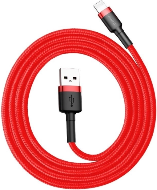 Įkrovimo ir duomenų kabelis Baseus USB–Lightning, 0,5 m, 2,4 A, raudonas