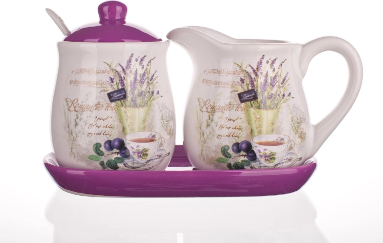 Keraminis pieninėlis ir cukrinė „Lavender“