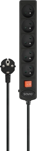 Surge-protected power strip 5× Schuko, 3 m with switch