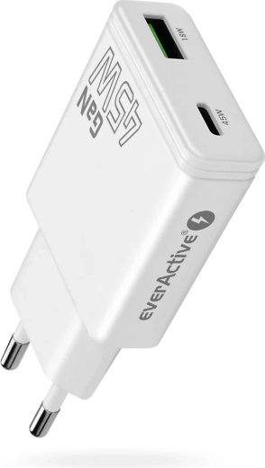 everActive GaN super slim 45 W charger with USB‑C PD and USB‑A QC 3.0