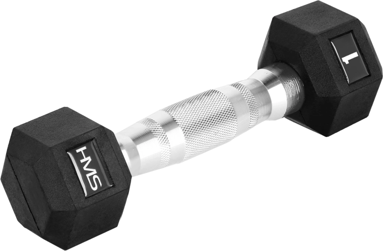 Rubber Hex Dumbbell HMS Hex 1 kg