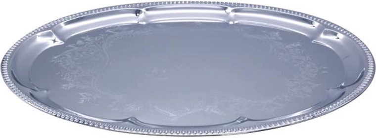 Oval Chrome Tray 40.6 × 29 cm