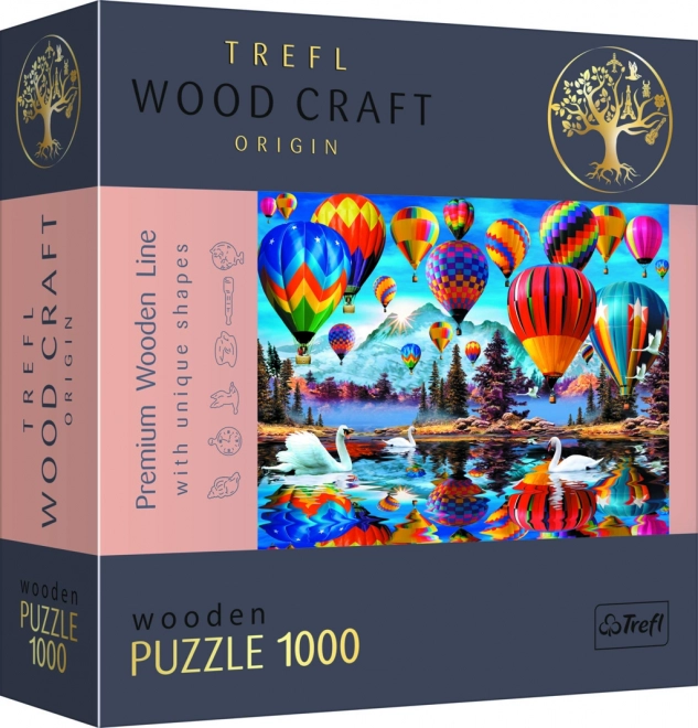 Medinės dėlionės TREFL Wood Craft Origin – Spalvoti oro balionai, 1000 dalių