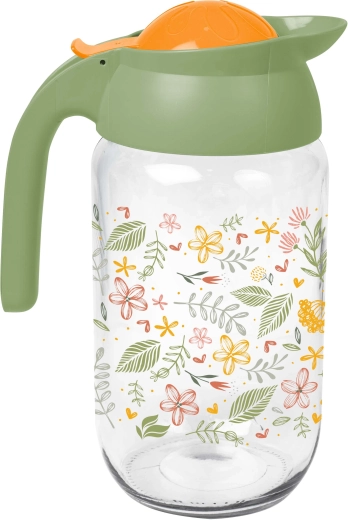 Stiklinis ąsotis Botanica 1,5 l su plastikiniu dangteliu