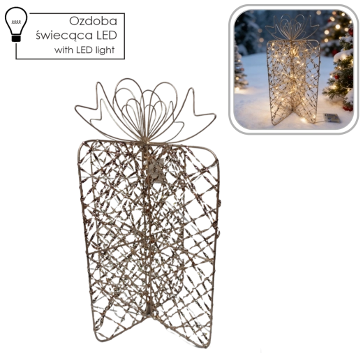 Kalėdinė LED dekoracija dovana, auksinė 31 × 50 cm – 1 vnt.