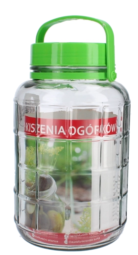 Stiklinis 5 l indas su plastikiniu dangteliu