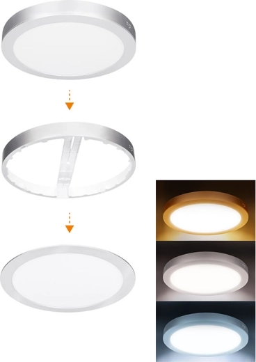 Solight LED mini panelė vonios kambariui 2in1 apvali 24 W IP54 3CCT sidabrinė