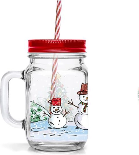 TORO Glass with Straw 450 ml – Snowman