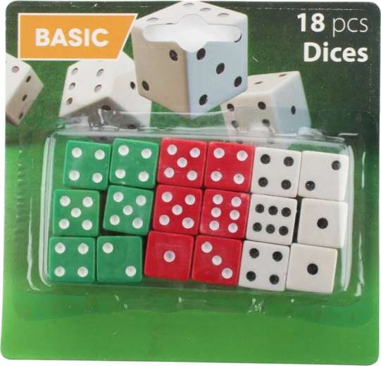 Dice, Mixed Colors, 18 pcs