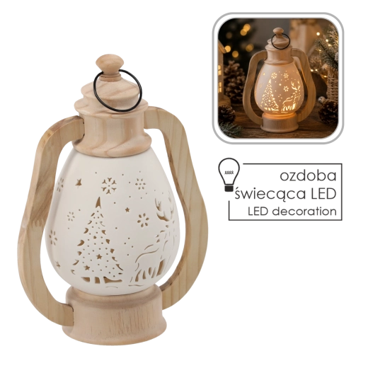 Christmas figurine – ceramic LED lantern - 1 piece