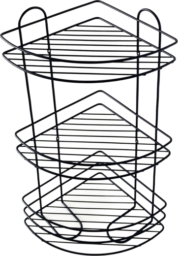 Toro kampinė trijų aukštų vonios lentyna 58 × 31 cm juoda