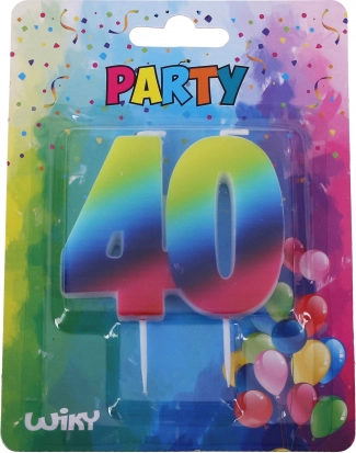 Gimtadieninė žvakė skaičius 40 vaivorykštinė