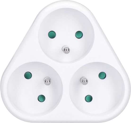 Solight triangular socket adapter 3 × 10 A white
