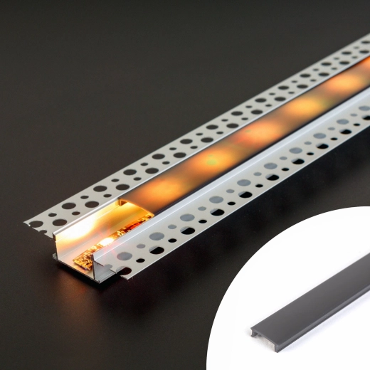 Juodas dangtelis aliuminio LED profiliui, 1000 mm