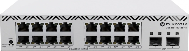 MikroTik smart switch 16× Gigabit Ethernet and 2× SFP+