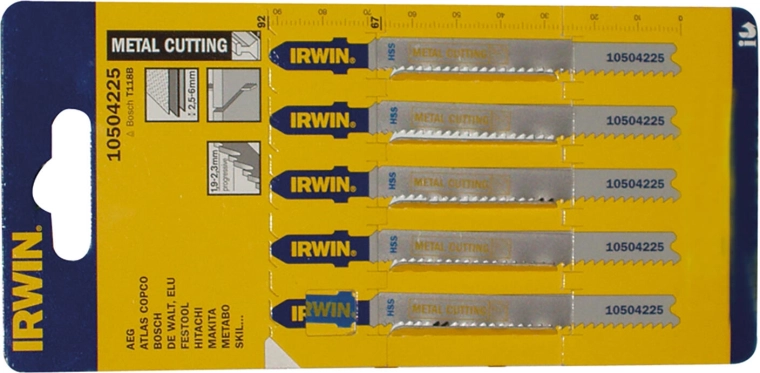 Set of HSS T118B Jigsaw Blades for Metal IRWIN, 92 mm (5 pcs)