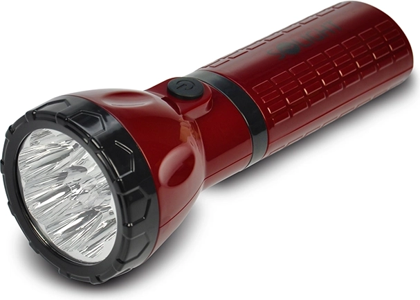 Solight LED įkraunamas žibintuvėlis, 9× LED, raudonos ir juodos spalvos, įkraunamas iš elektros tinklo – 1 vnt.
