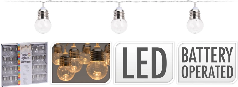 Šviesos girlianda su lemputėmis 4 cm, 4,5 m, 30 LED, šiltai balta