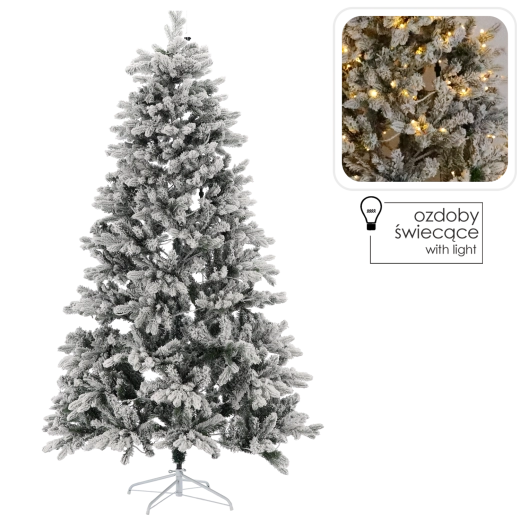 Artificial Christmas tree 210 cm snow-frosted with LED lighting
