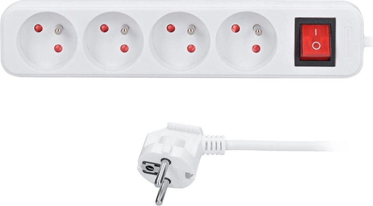 Solight extension cord 3 m with 4 sockets and switch, white