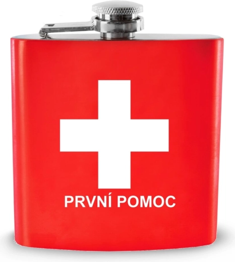 Kišeninė nerūdijančio plieno gertuvė (plikė) „Pirmoji pagalba“ 170 ml
