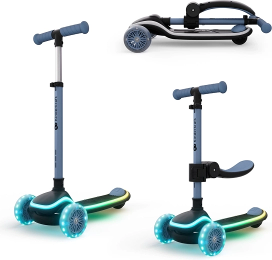 Kinderkraft RAKET UP Blue kids’ scooter and ride-on 2-in-1 with LED lights