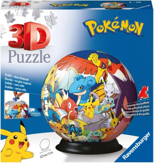 Ravensburger 3D dėlionė Pokémon kamuolys, 72 dalys