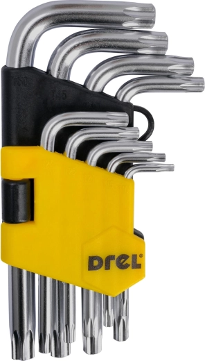 Torx hex key set T10–T50, 9-piece, S2 steel, DREL
