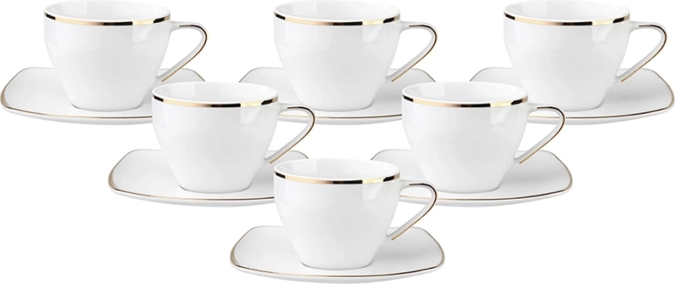 Mariapaula Moderna Square Gold coffee set 6 cups + 6 saucers