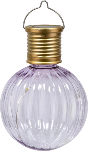 Saulės energija maitinama pakabinama lempa 4 LED, metalas ir plastikas, šviesiai violetinė