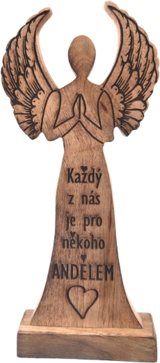 Dekoracija „Angelas „Kiekvienas iš mūsų““ iš mangų medienos, 32 cm