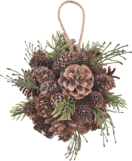Hanging decorative ball in pine cone look, 16 cm