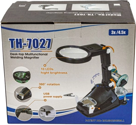 Third hand – soldering stand with magnifying glass and LED lighting - 1 piece