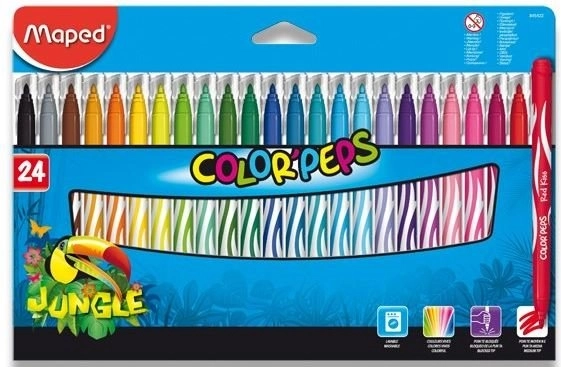 Plaunami flomasteriai MAPED Color'Peps Jungle, 24 vnt.