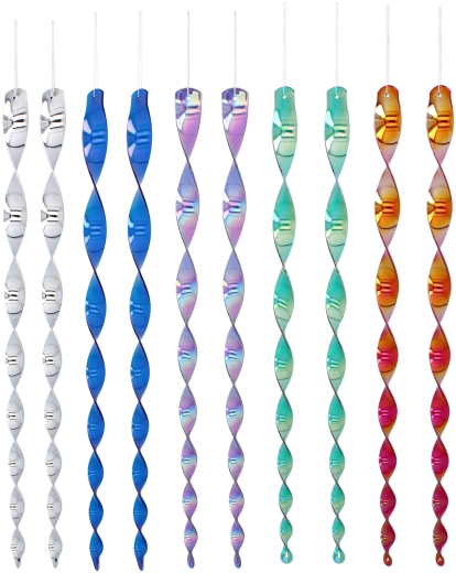 Rinkinys 10 atspindinčių spiralių nuo paukščių 50 cm – spalvų miksas